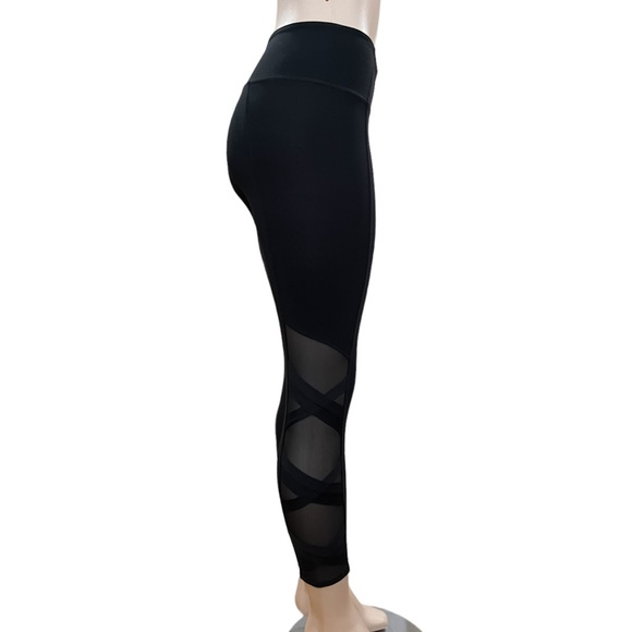 Athleta Pintuck Chaturanga Legging X-Small Black Mesh - Picture 4 of 5